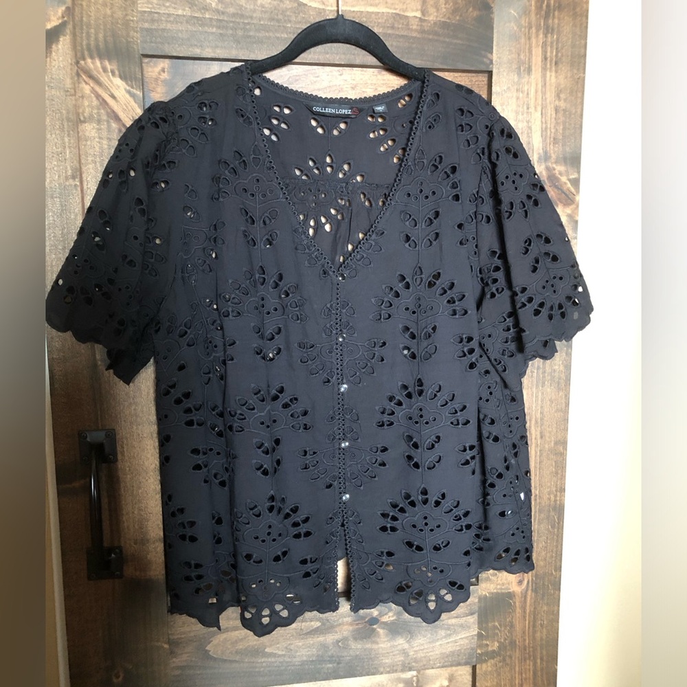 Woven eyelet blouse by Colleen Lopez